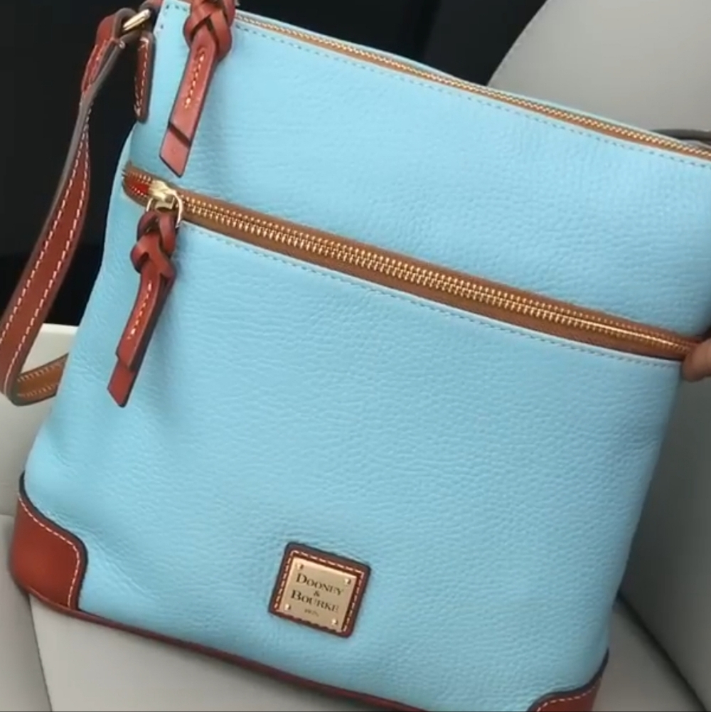 Dooney & Bourke Pebble Grain Leather Crossbody - Rare Discontinued Sky Blue